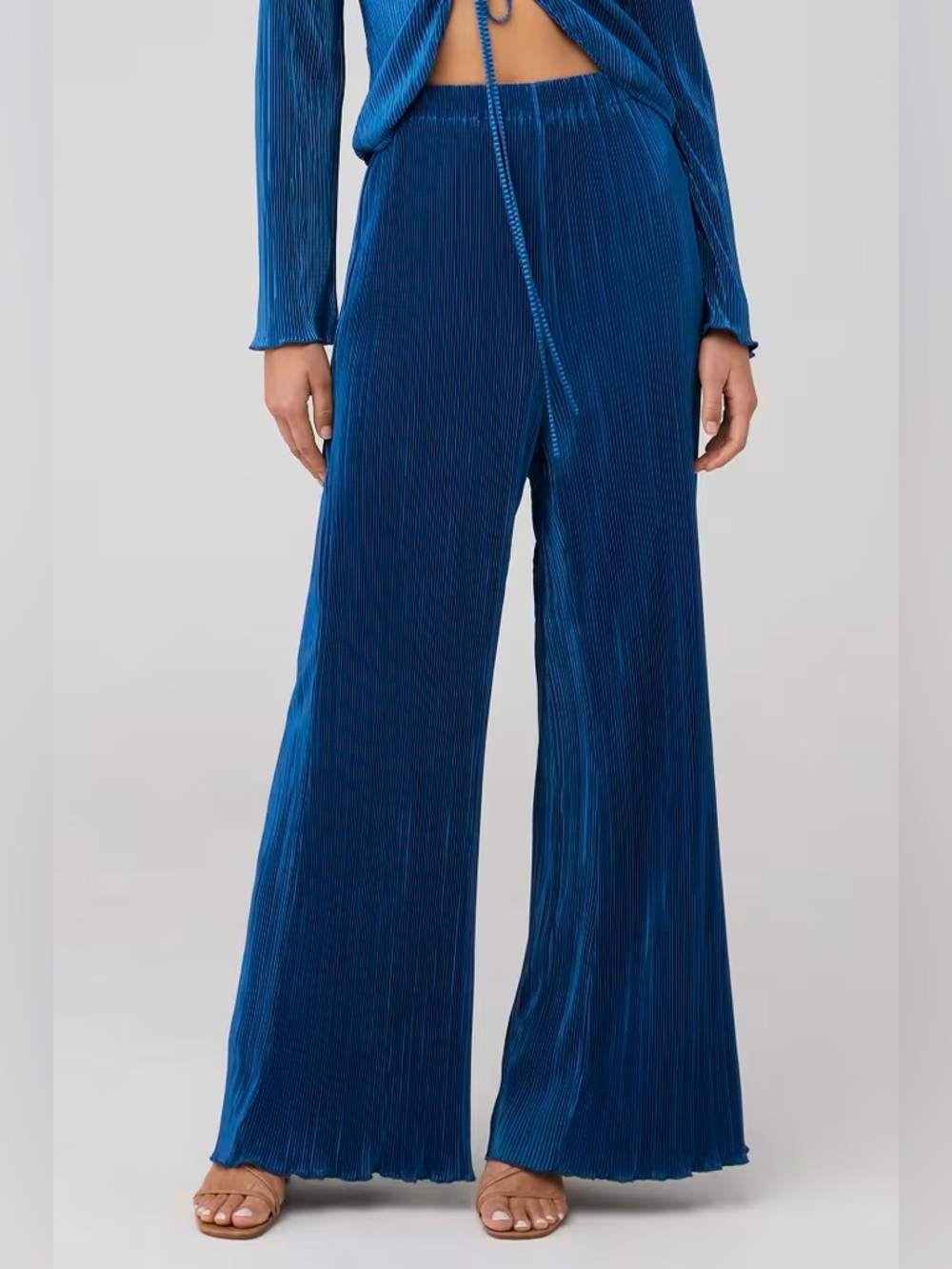 PepperMayo 90s Muse Wide Leg Pleated Trousers in Cobalt